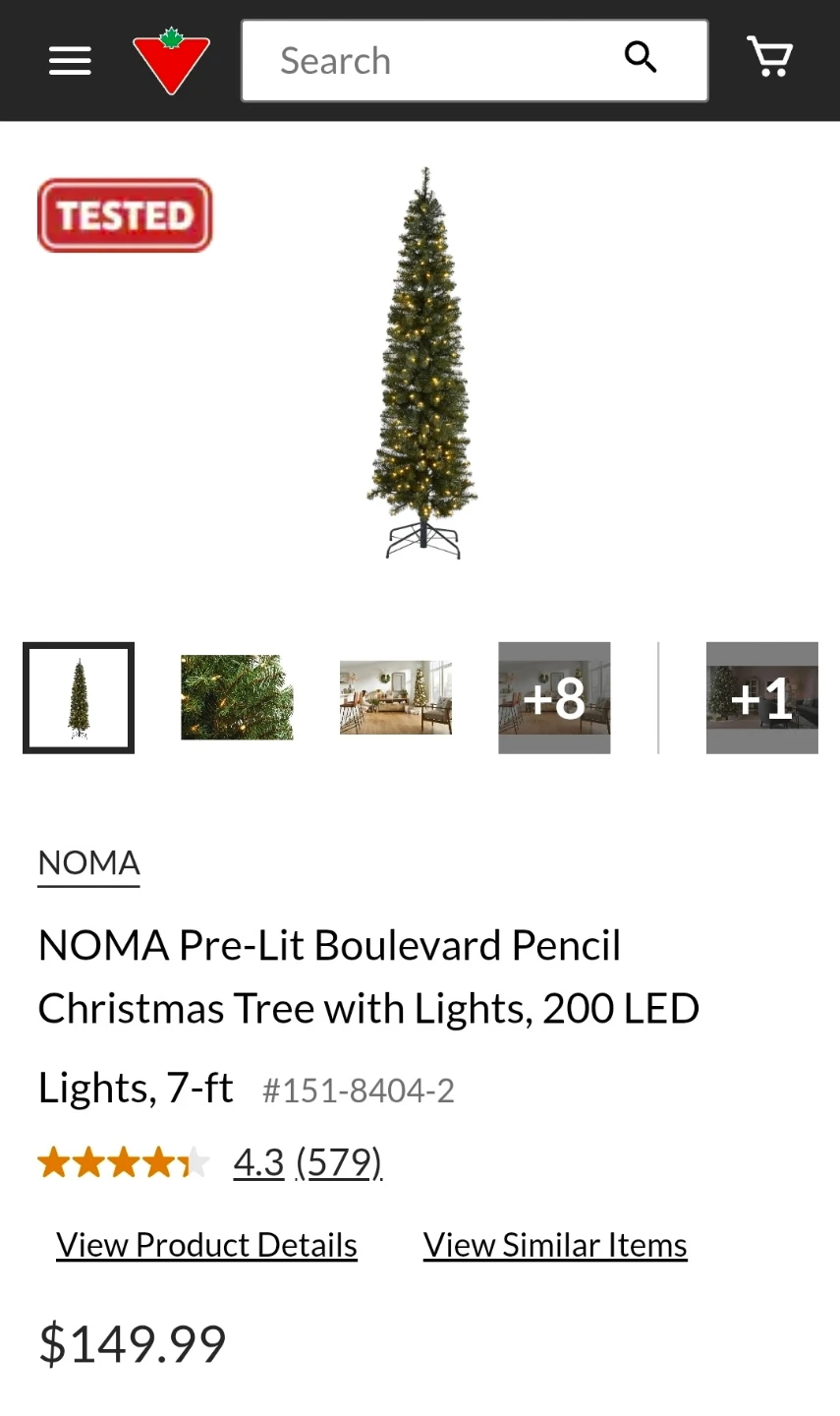 NOMA Pre-Lit Boulevard Pencil Christmas Tree and decorations - photo 2