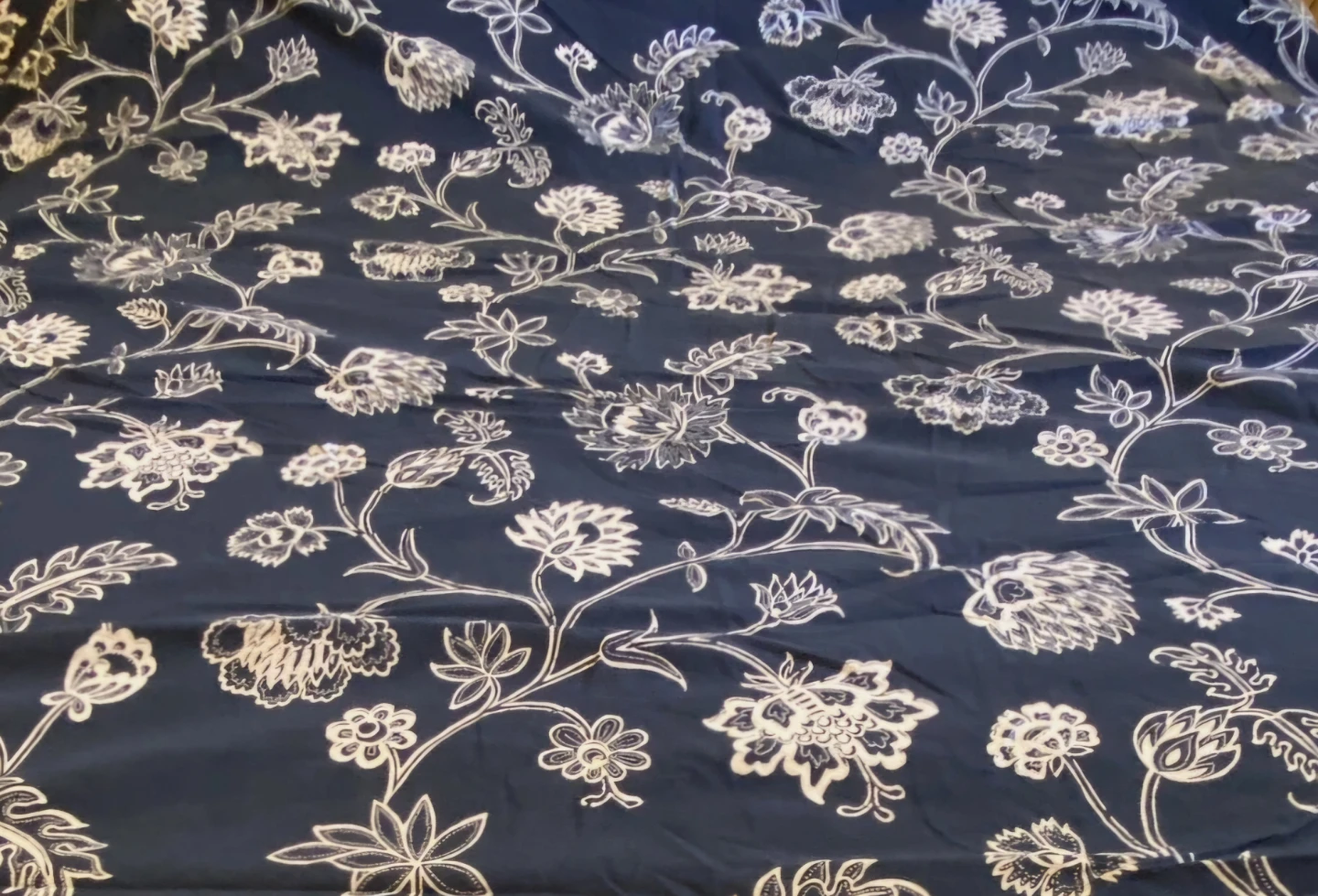100% Cotton Dark Blue Floral Print Fabric