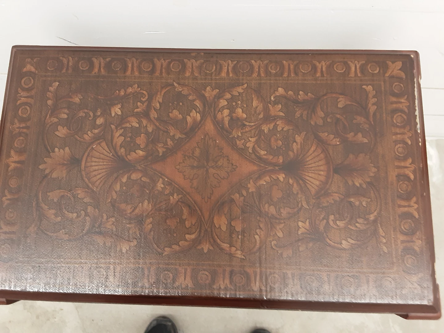Antique Style Side Table with Ornate Faux Top - photo 2