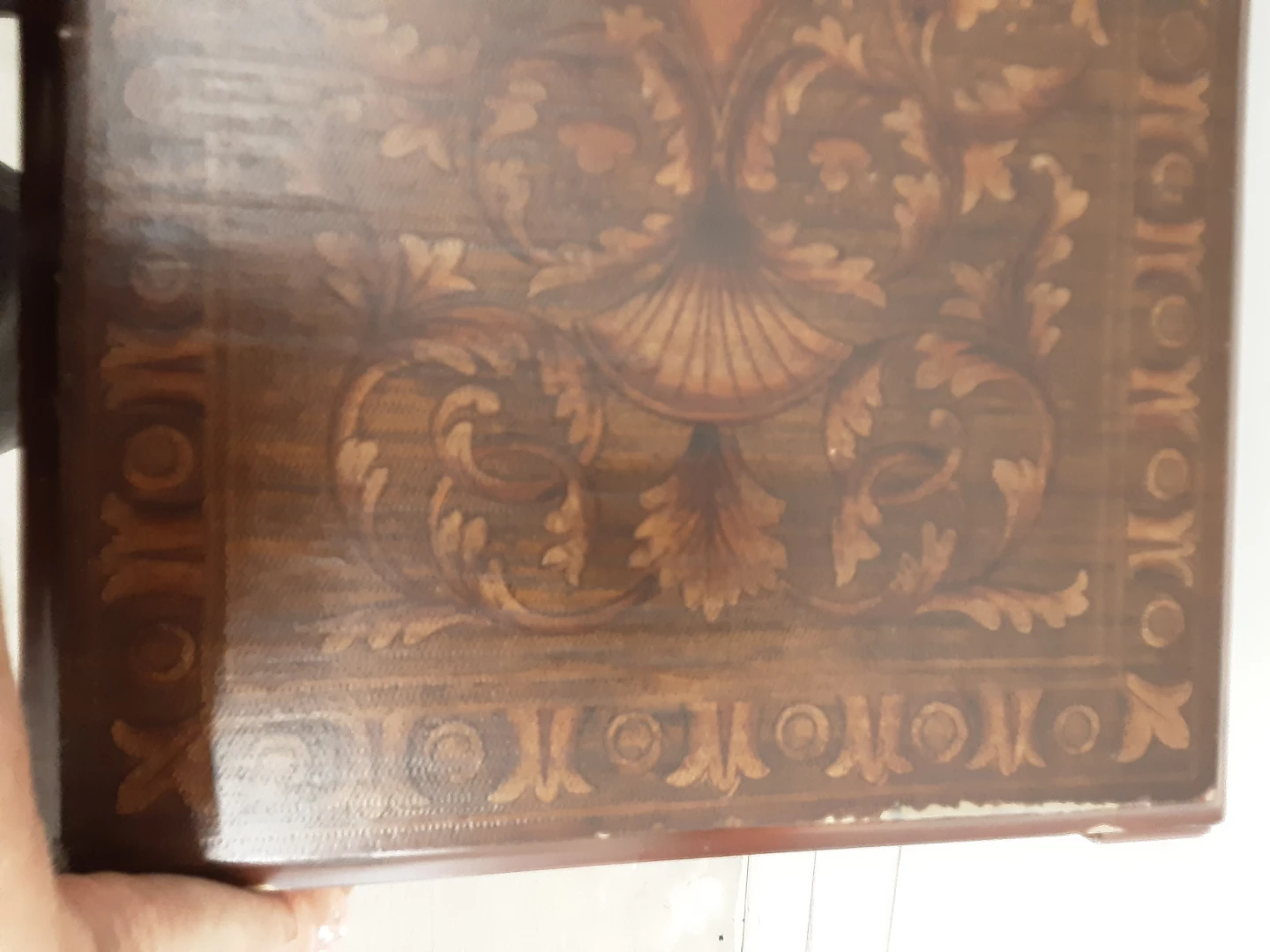 Antique Style Side Table with Ornate Faux Top - photo 3