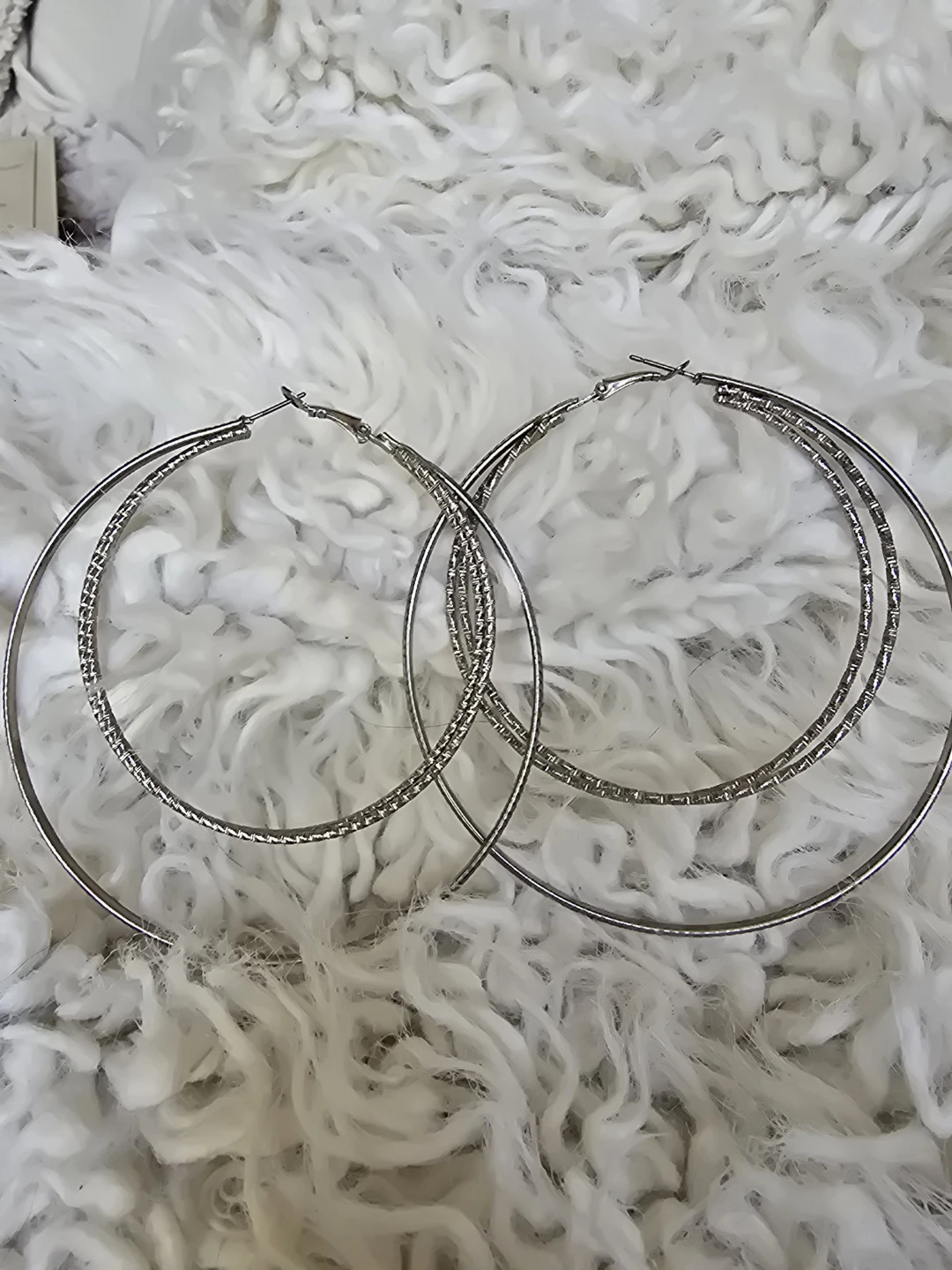 Silver Tone Hoop Earrings -Large - photo 2