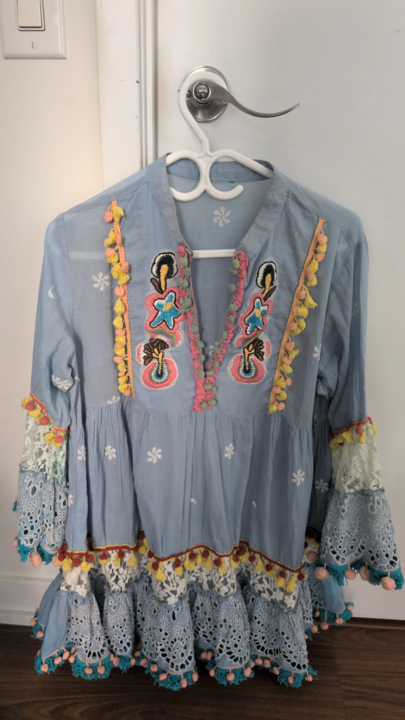 Blue Size L flared sleeve top