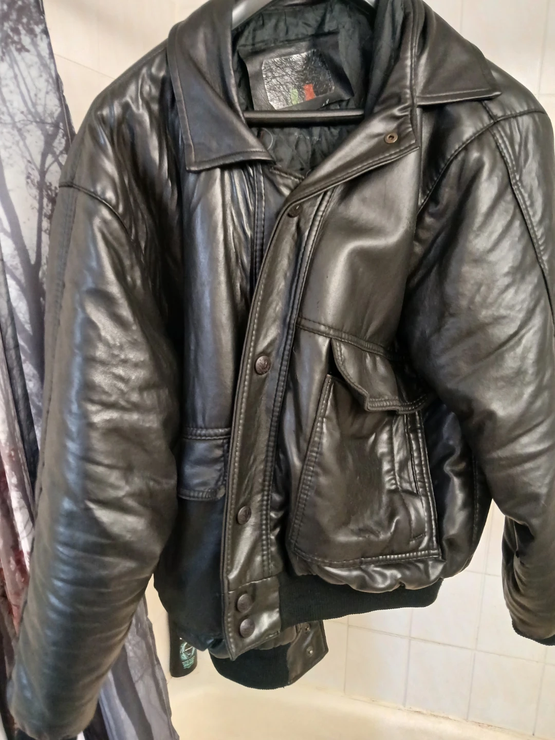 Men's Genuine Leather Valentino retro 80s style varsity jacket