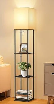 Floor Lamp with Shelves, Modern Square Shelf Lamp -3 Layer - photo 2