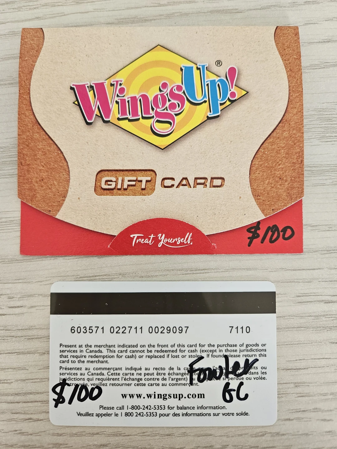 Wings Up! $100 Gift Card selling for $80 - photo 2