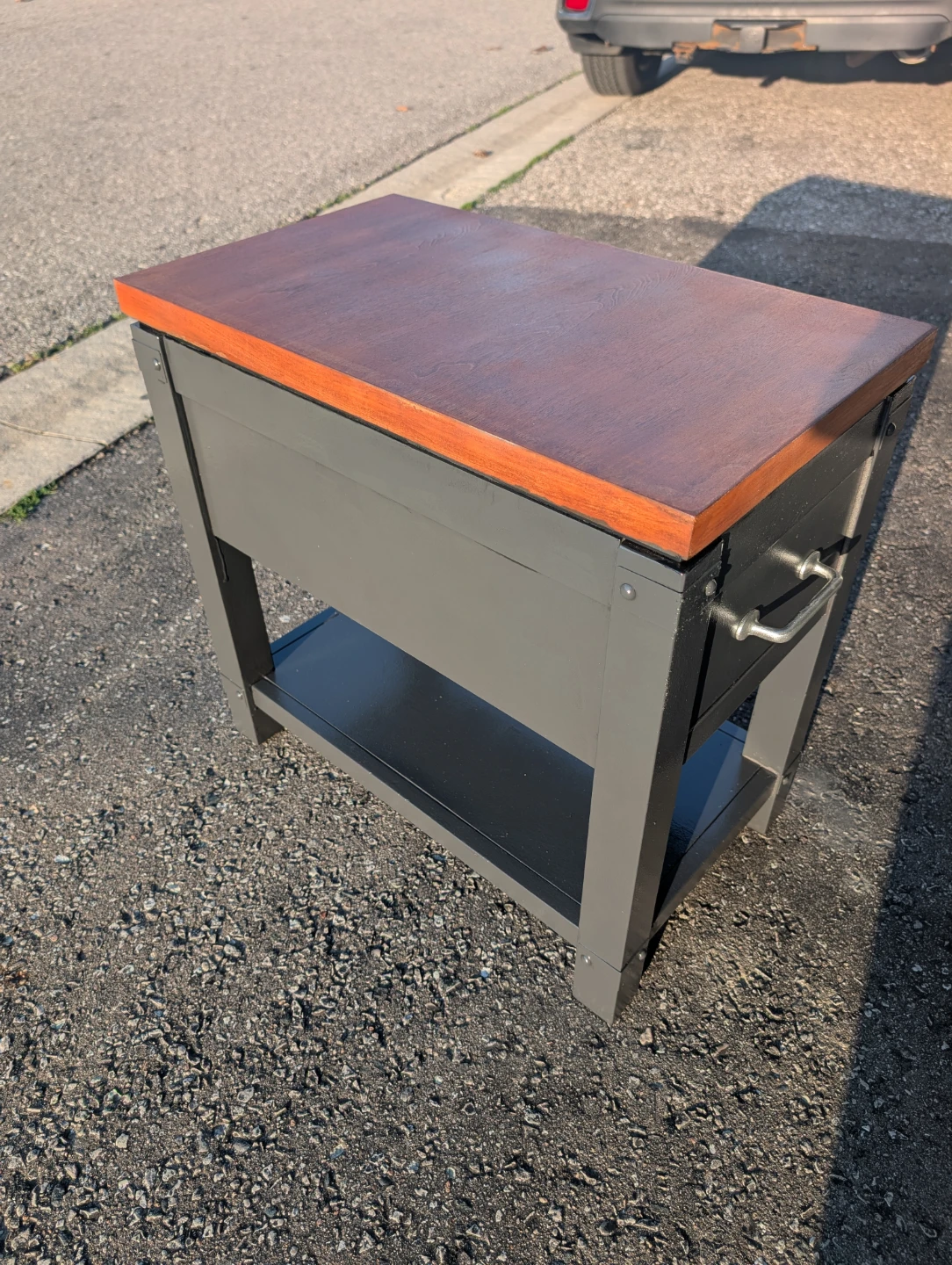 Wooden Top Side Table with Drawer and Shelf - photo 3