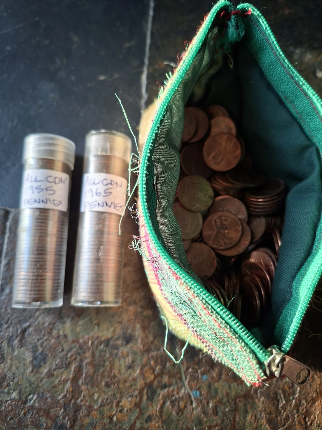Lot of 1955 & 1965 Canadian Penny Tubes & Randoms in Pouch