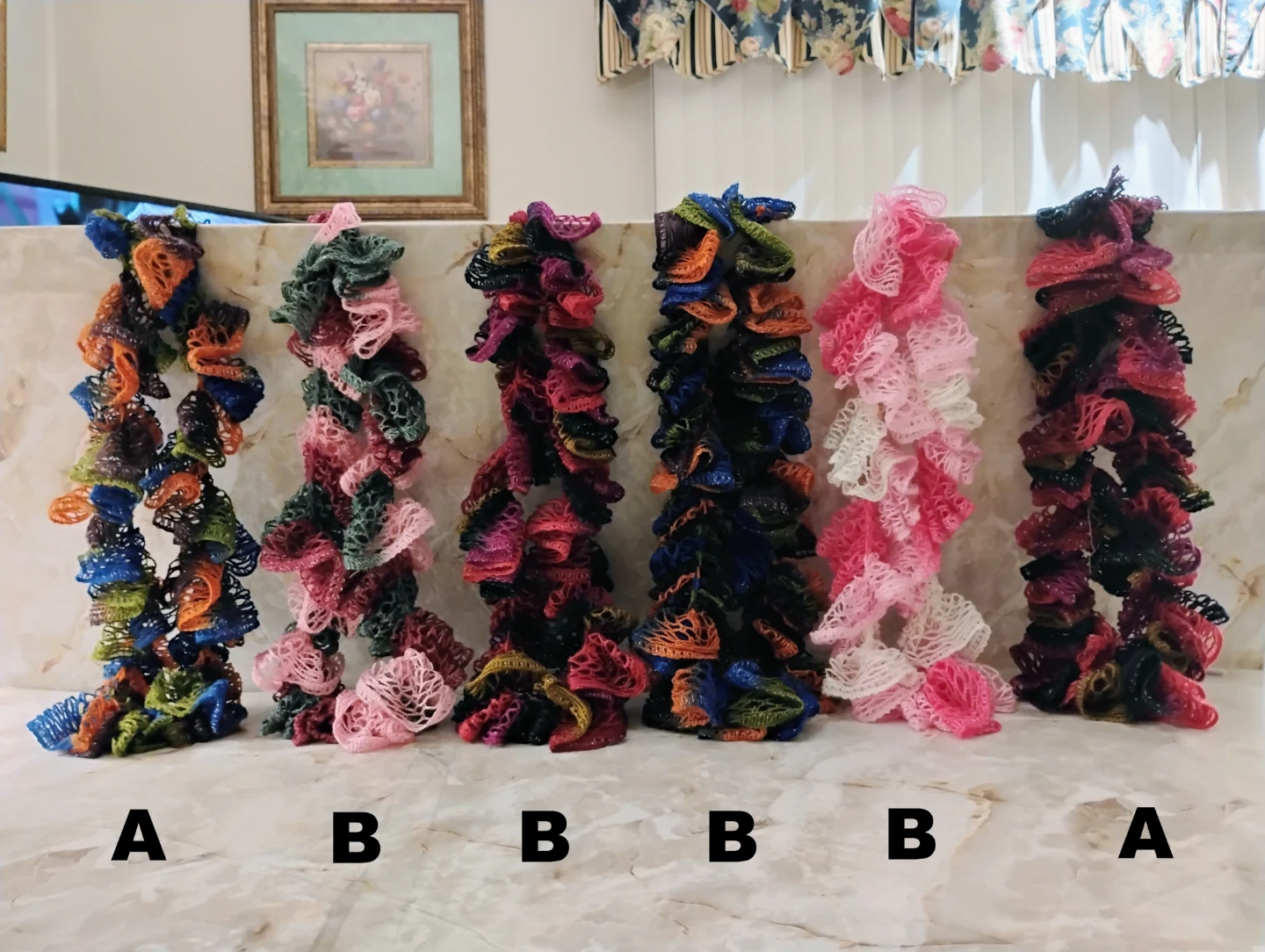 COLORFUL HANDMADE CROCHETED RUFFLE SCARVES