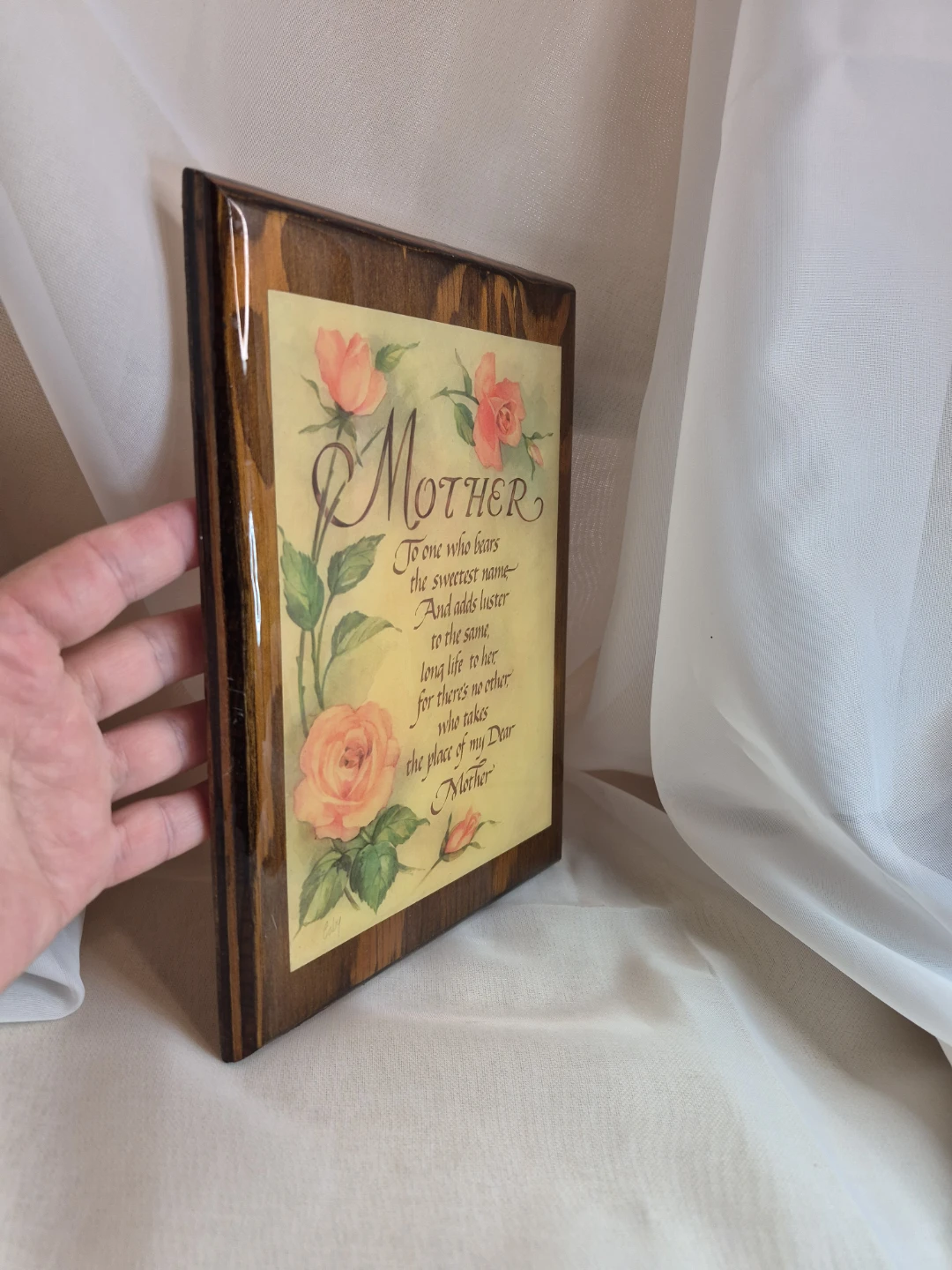 Vintage 9" x 6 1/2" Wooden Sentimental Mother Plaque - photo 3