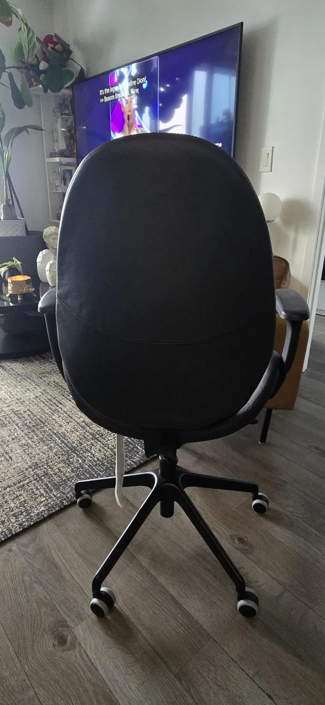 IKEA HATTEFJALL Office Chair in Black Leather - photo 4
