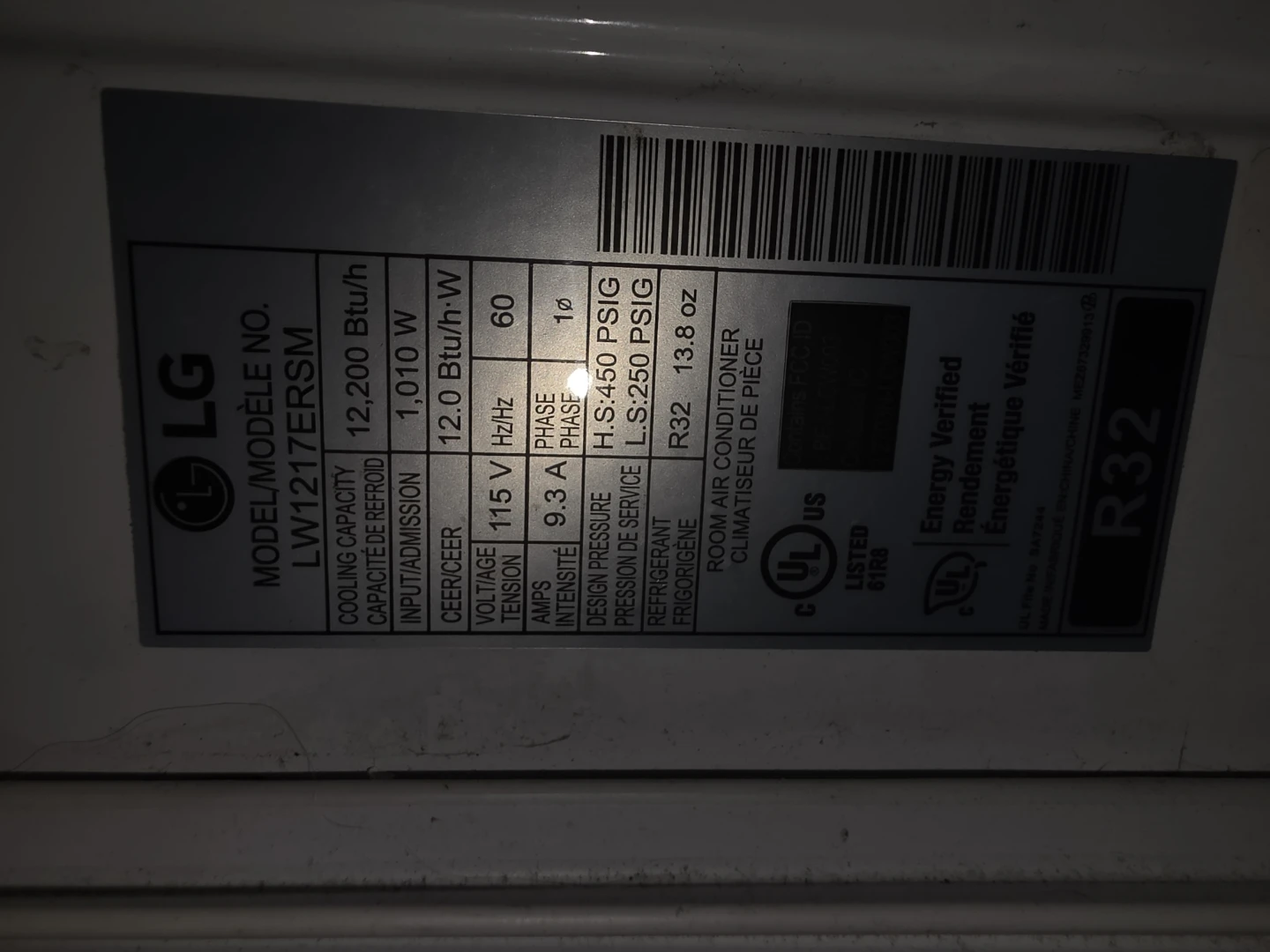 LG Window Air Conditioner LW1217ERSM