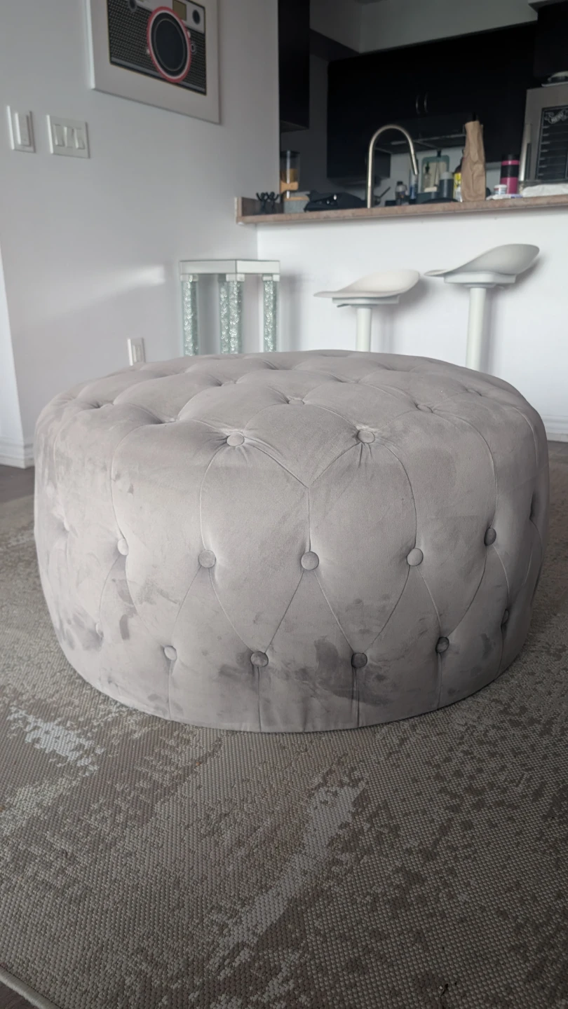 Pier 1 Imports Grey Tufted Round Ottoman