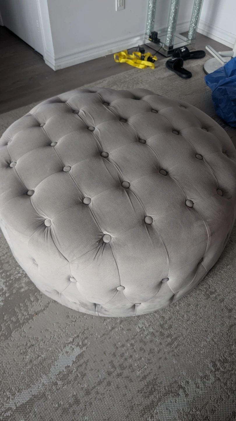 Pier 1 Imports Grey Tufted Round Ottoman - photo 2
