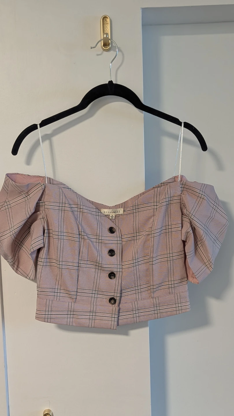 Plaid Off-the-Shoulder Crop Top