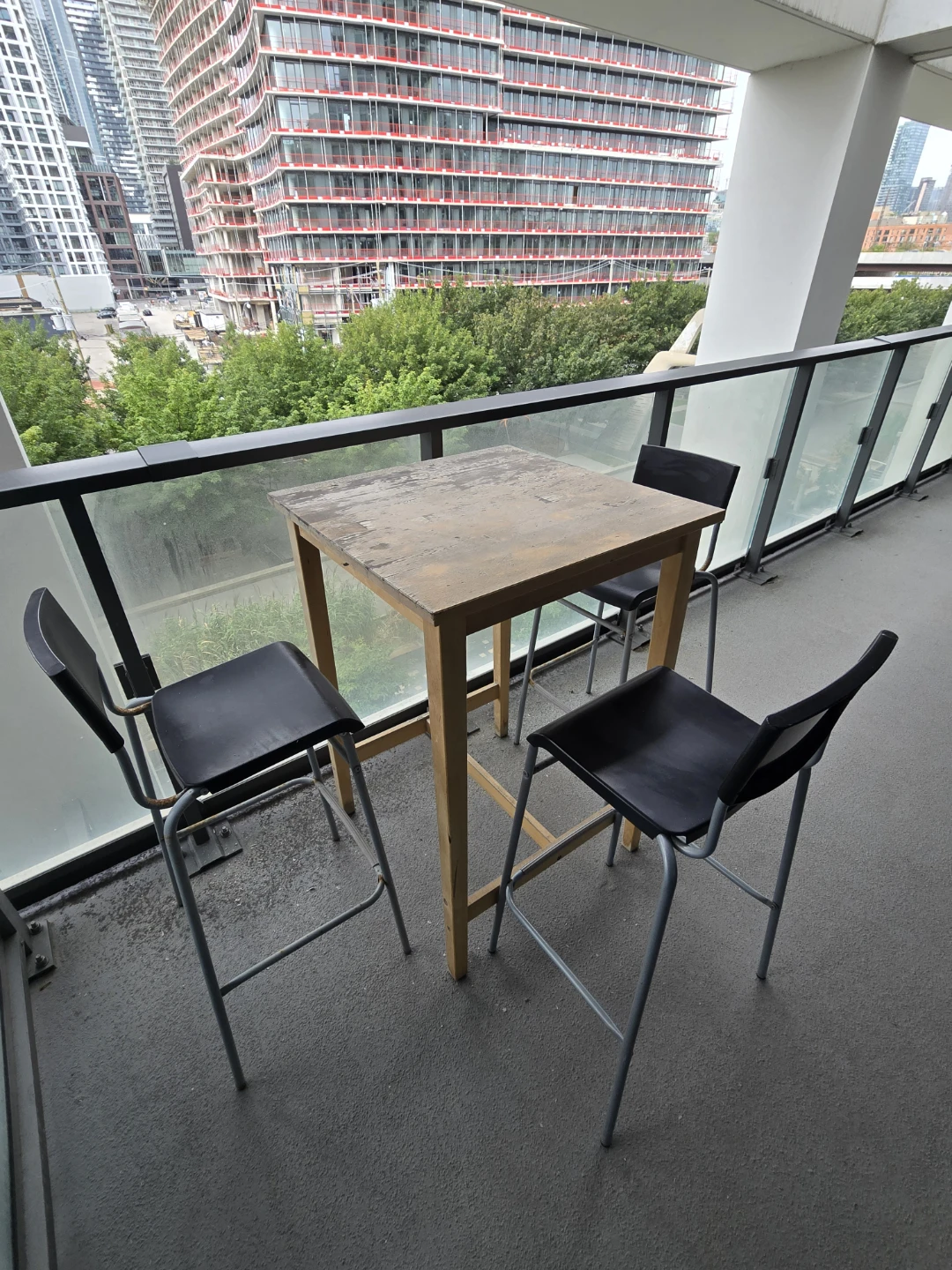 IKEA wooden bar table with three chairs - photo 2