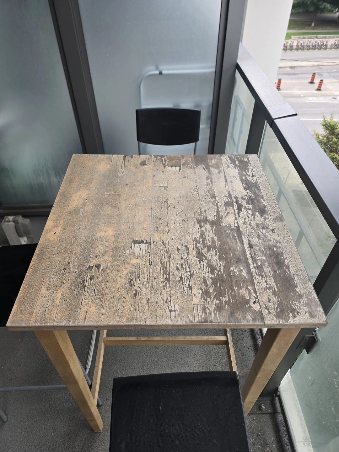 IKEA wooden bar table with three chairs - photo 3