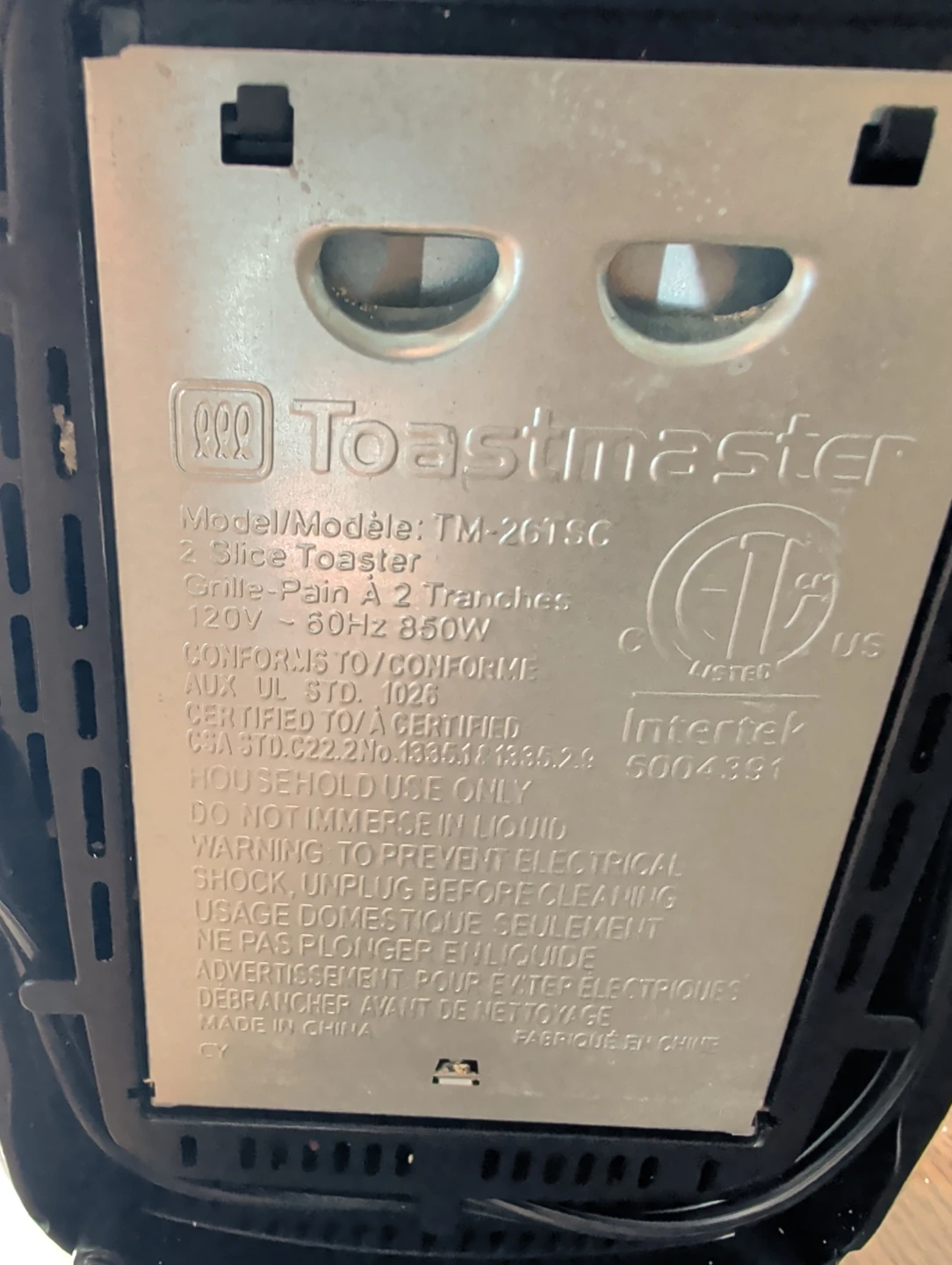 Toastmaster 2 Slice Toaster TM-261SC - photo 5