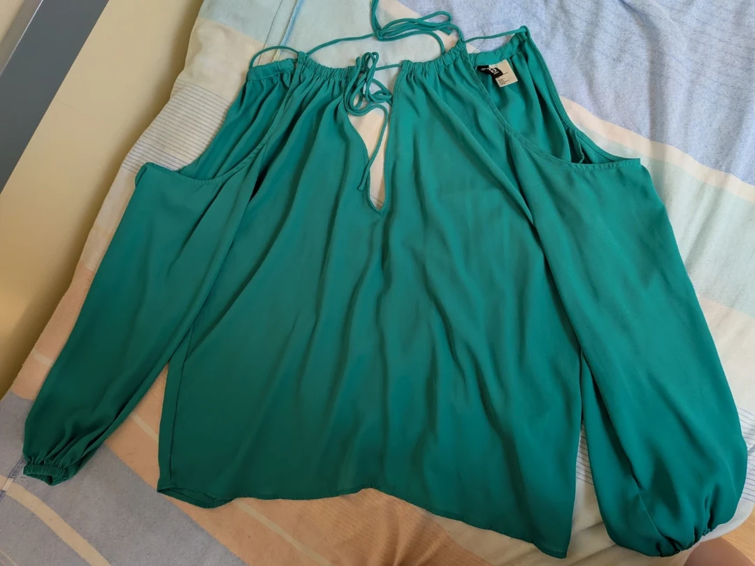 H&M Turquoise Cold Shoulder Blouse - photo 2