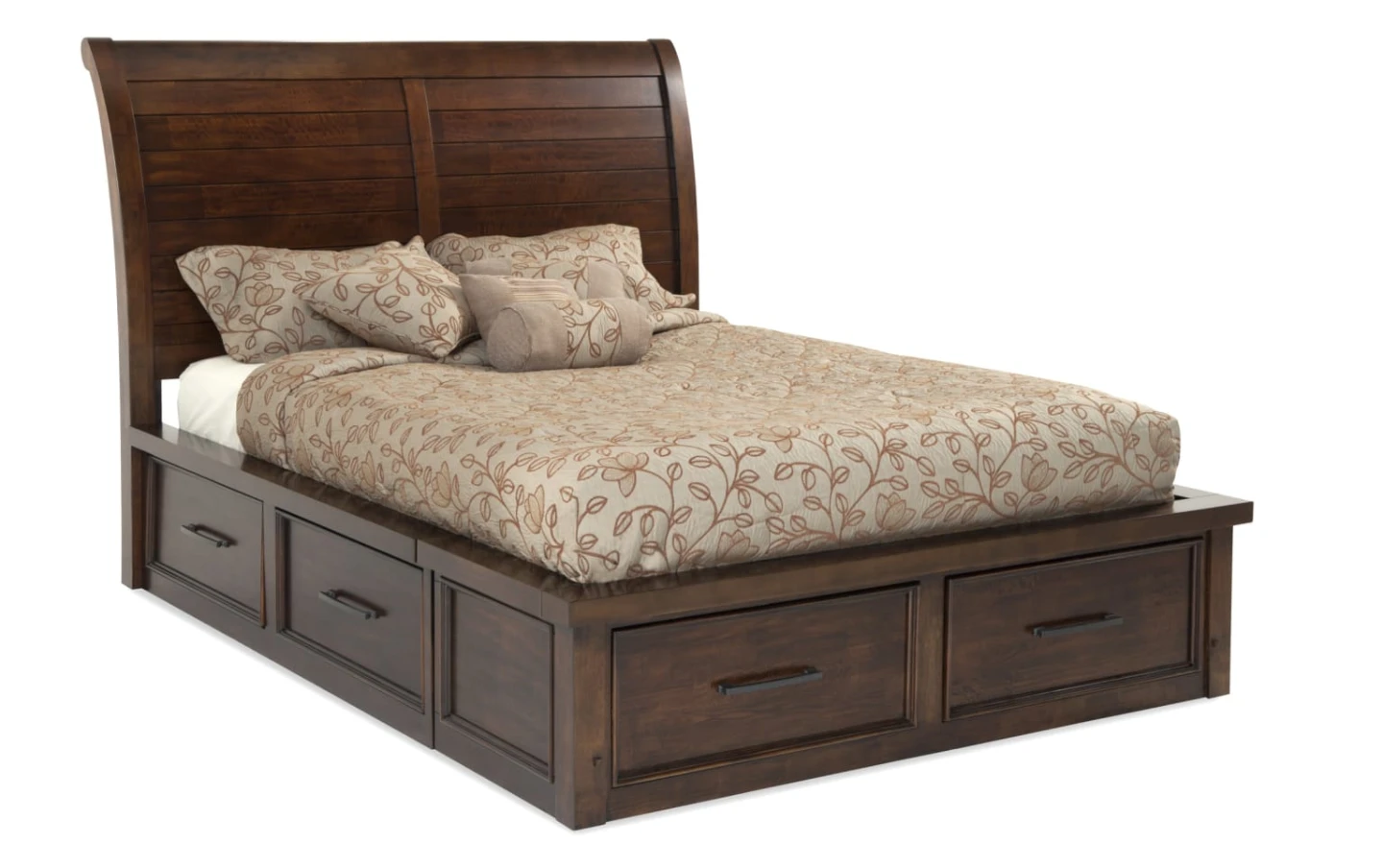 Wooden Sleigh Bed Frame with Storage Drawers - photo 2