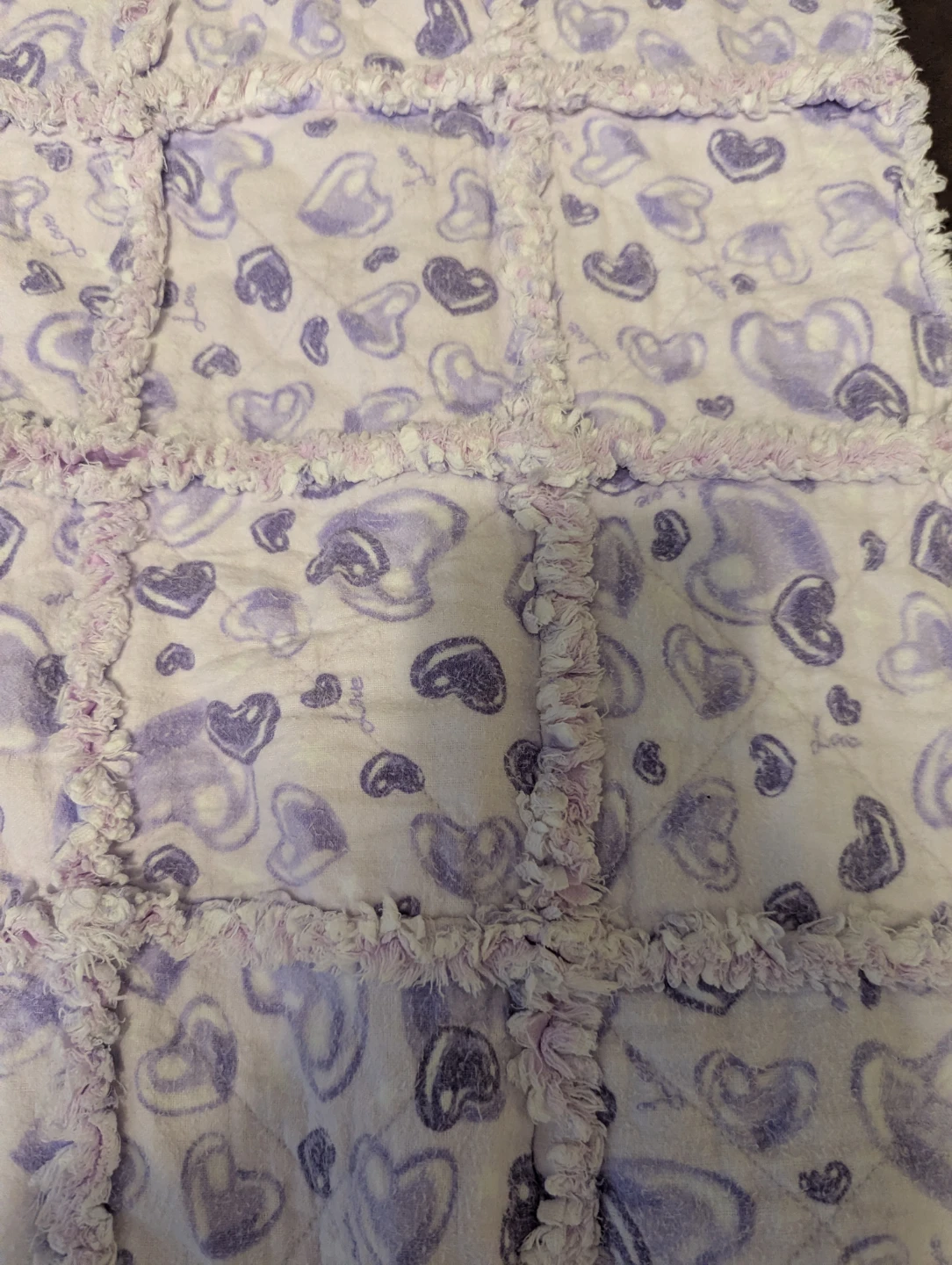 Purple Heart Pattern Rag Quilt - photo 2