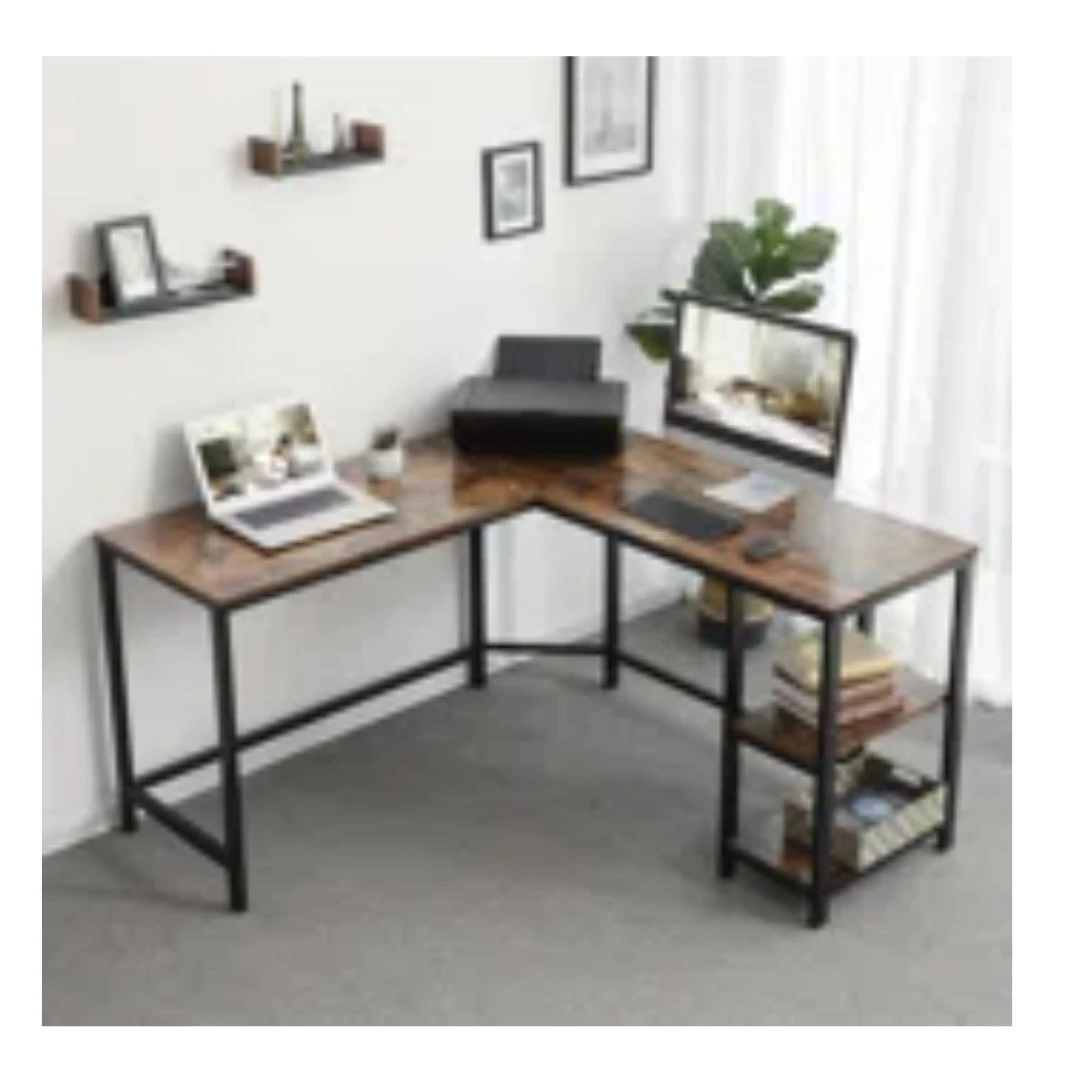 L-Shaped Corner Desk with Shelves - photo 2