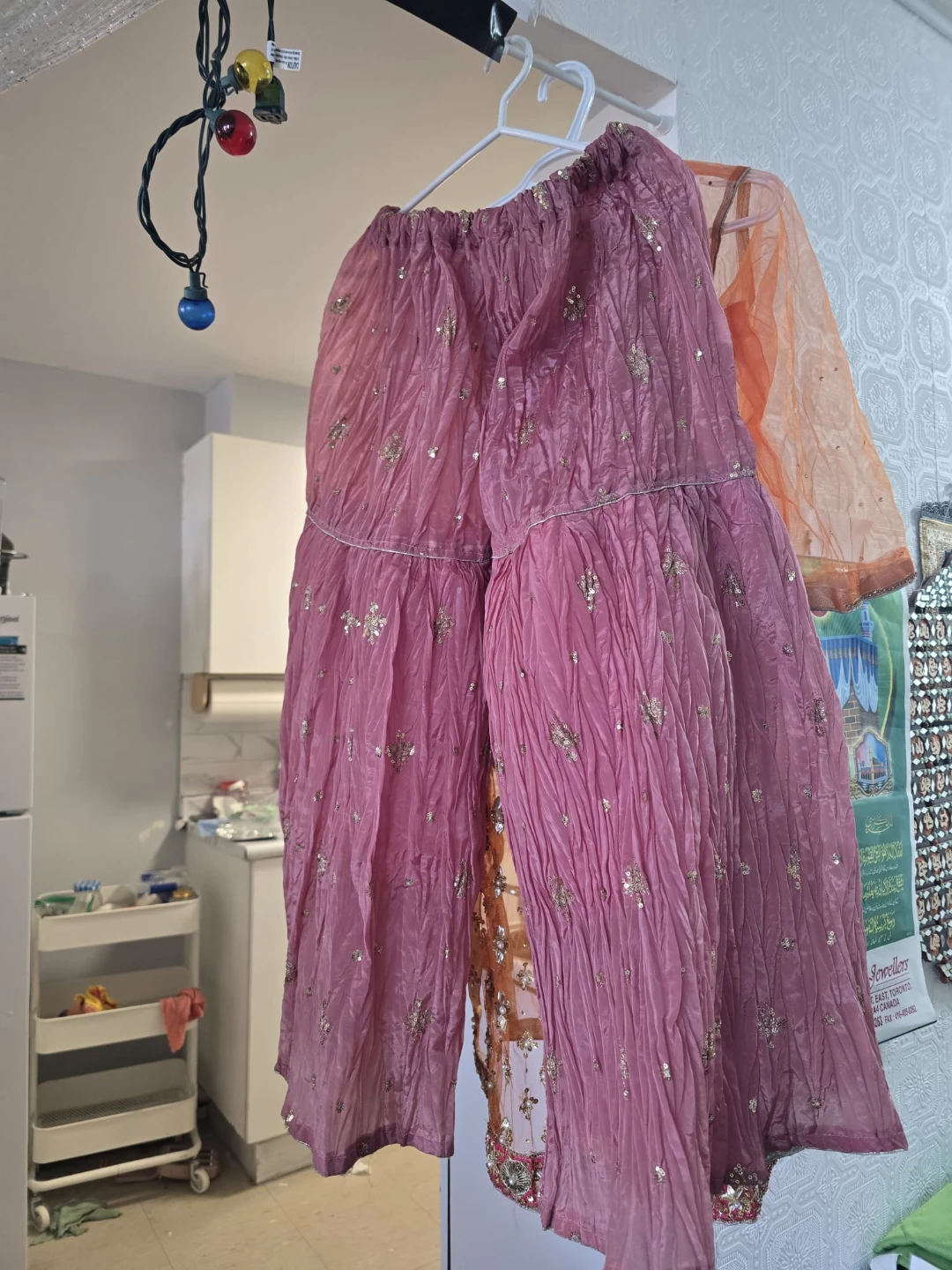 Embellished Orange Kurti with Pink Sharara Pants - photo 3