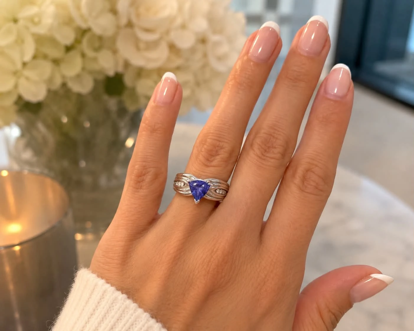 14K White Gold Tanzanite and Diamond Ring - photo 3