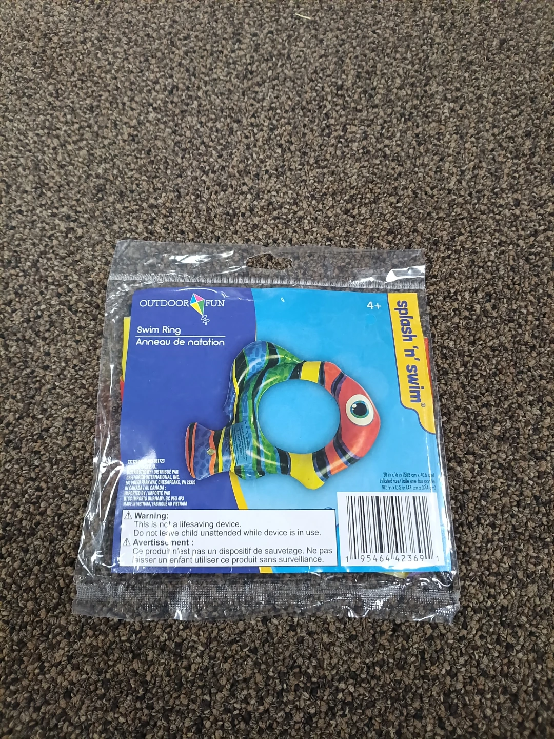 Outdoor Fun Splash-N-Swim Fish-Shaped Swim Ring