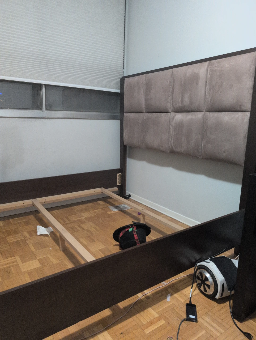 Dark Brown Bed Frame with Padded Headboard - photo 2