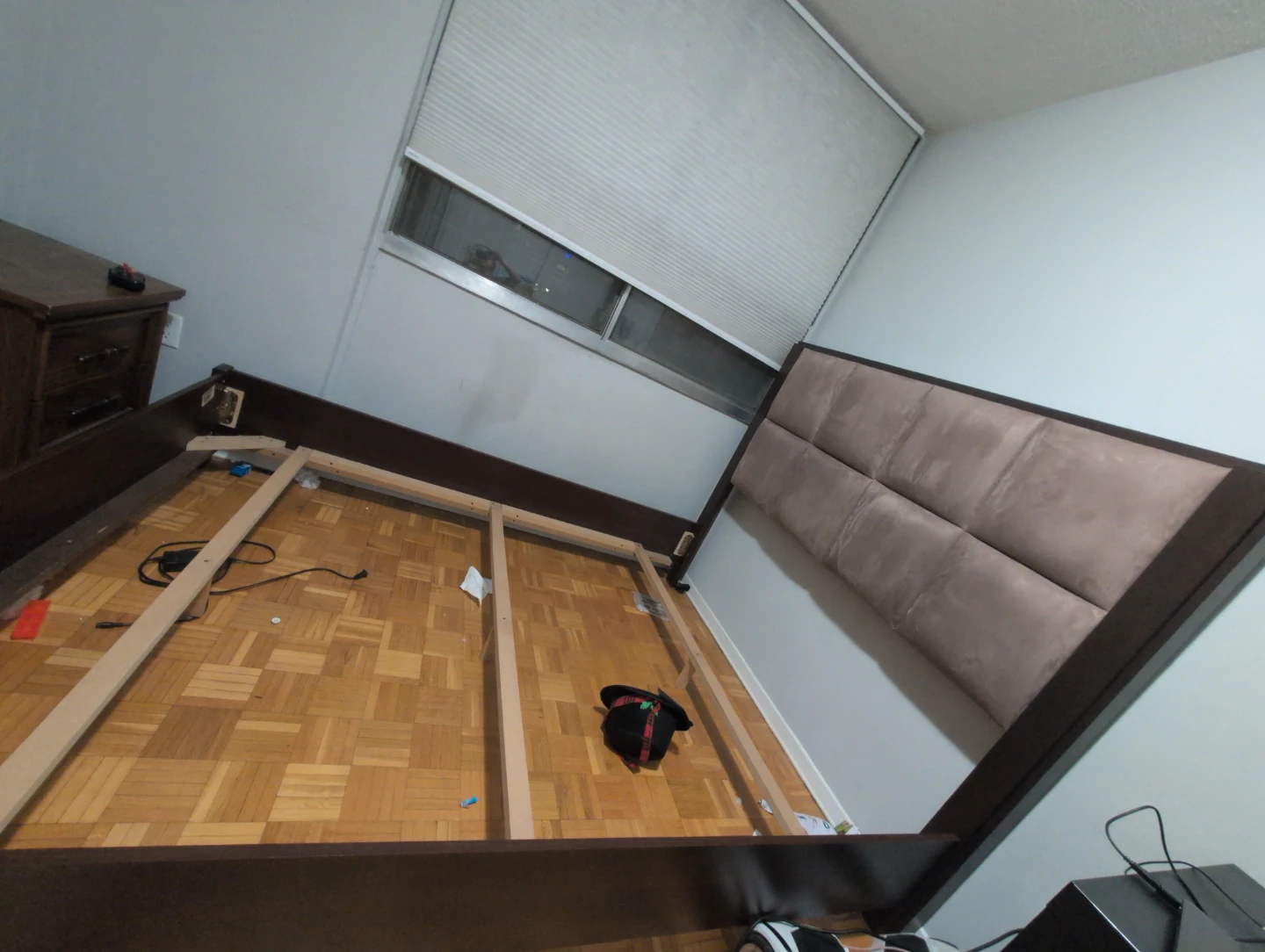 Dark Brown Bed Frame with Padded Headboard - photo 3