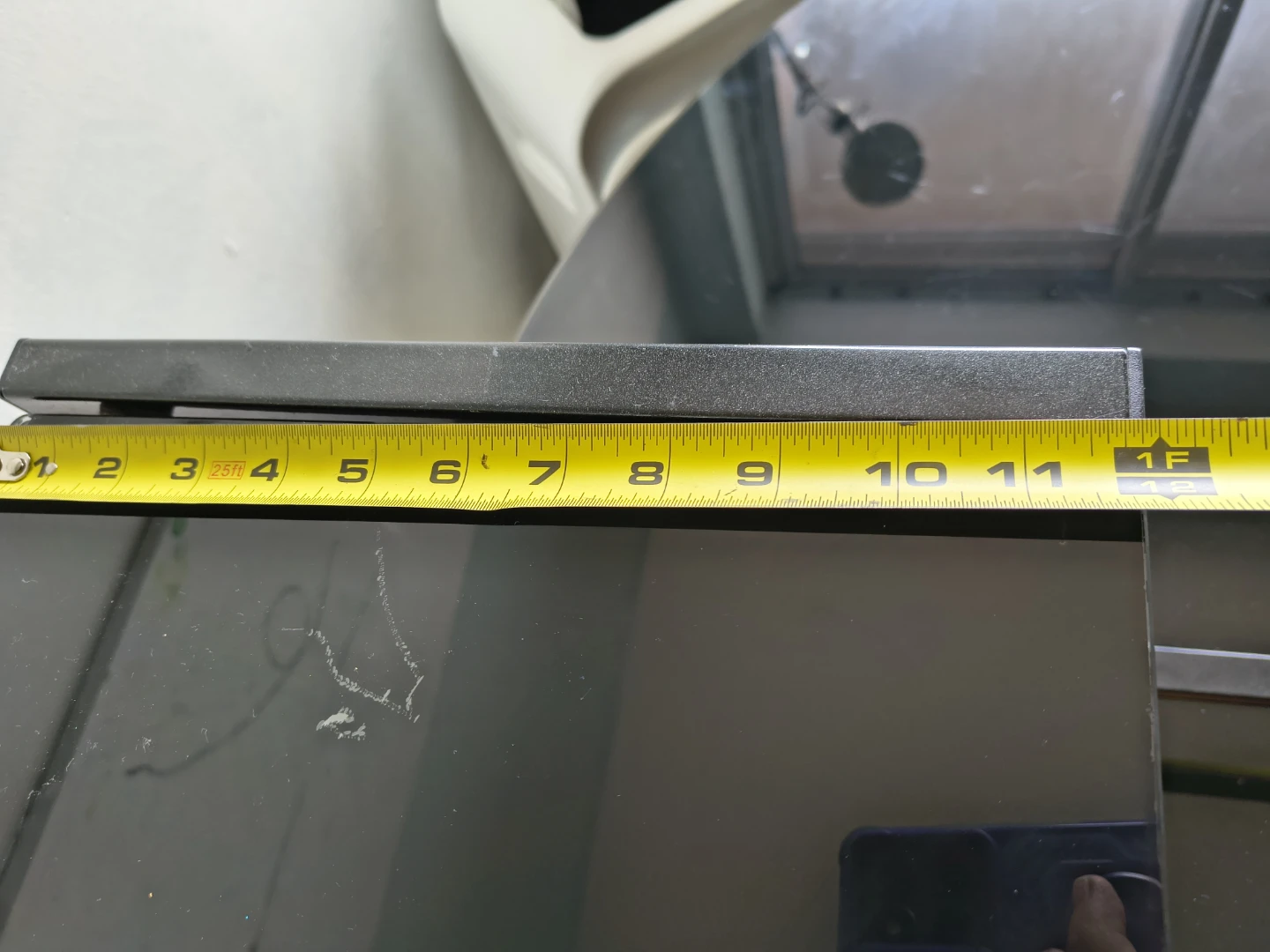 Black L-Shaped Glass Desk with Monitor Shelf - photo 3