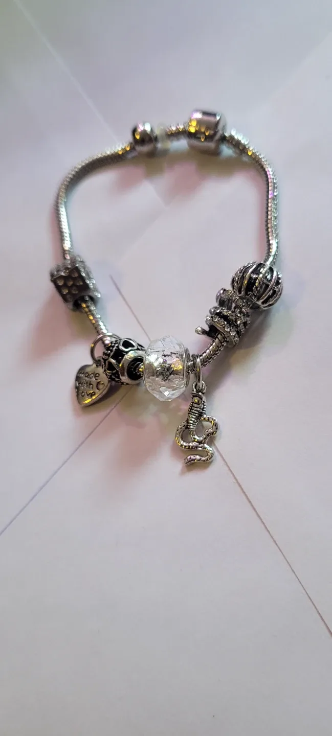 Charm Bracelet with Snake and Crown Charms - photo 4