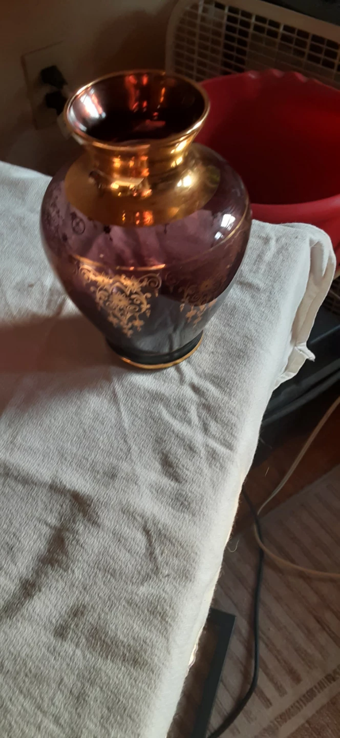 Decorative Vase with Gold Trim and base stand - photo 2