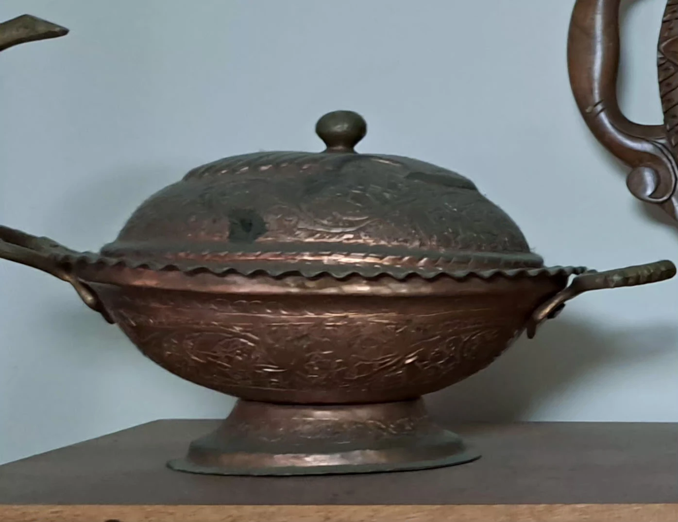 Vintage Copper Serving Dish with Lid