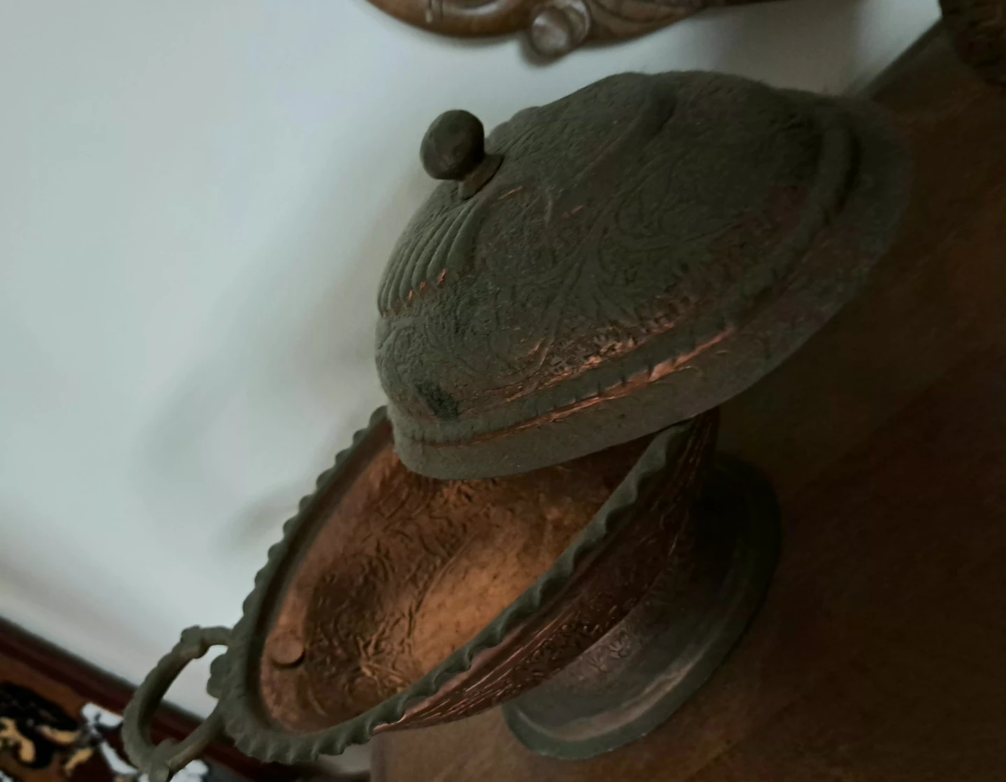 Vintage Copper Serving Dish with Lid - photo 2