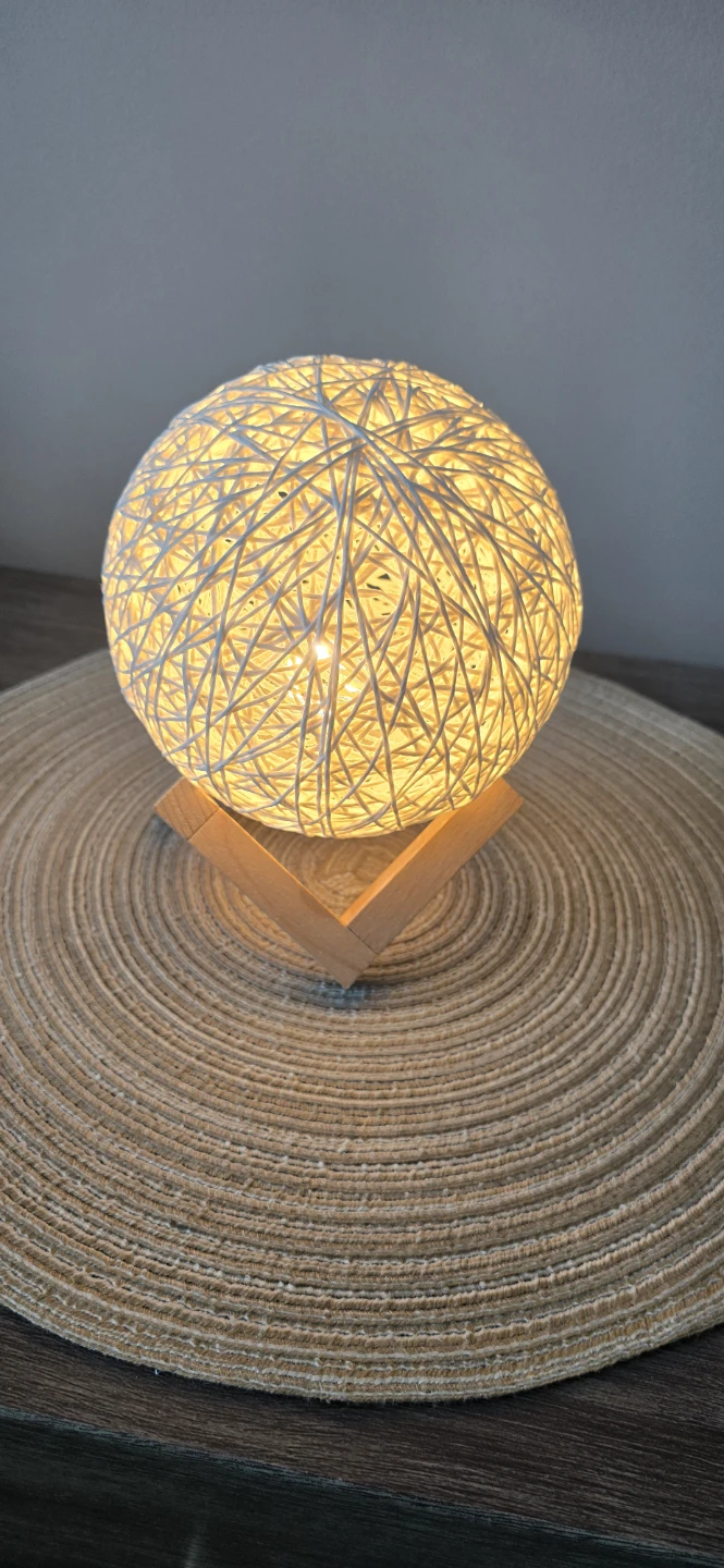 Decorative Woven Ball Lamp with Wooden Base - photo 2