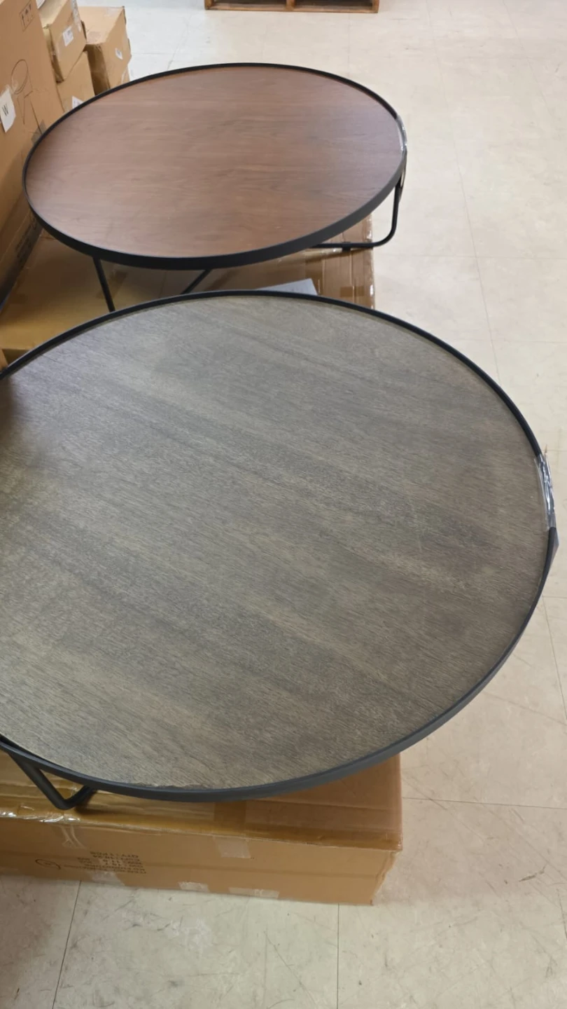 Round wood top coffee table