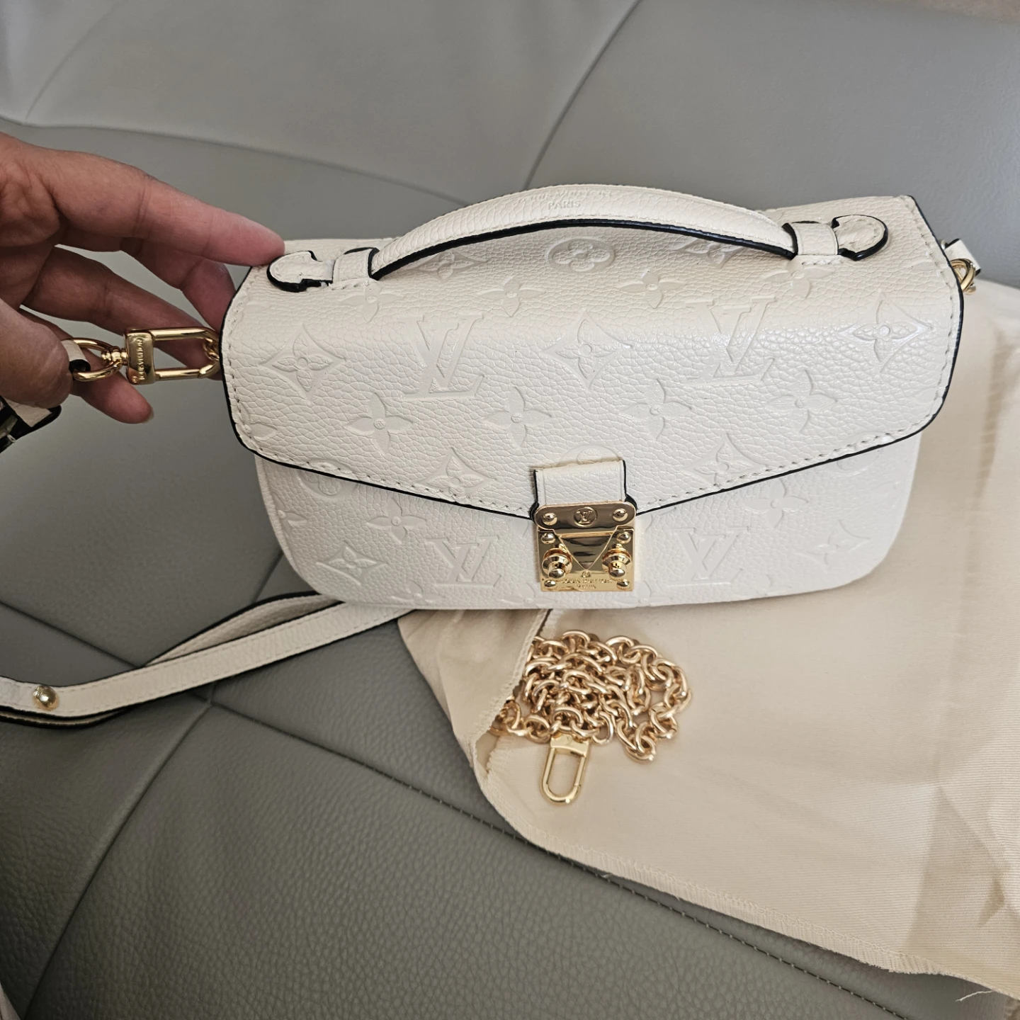 Louis Vuitton White Monogram Empreinte Leather Bag