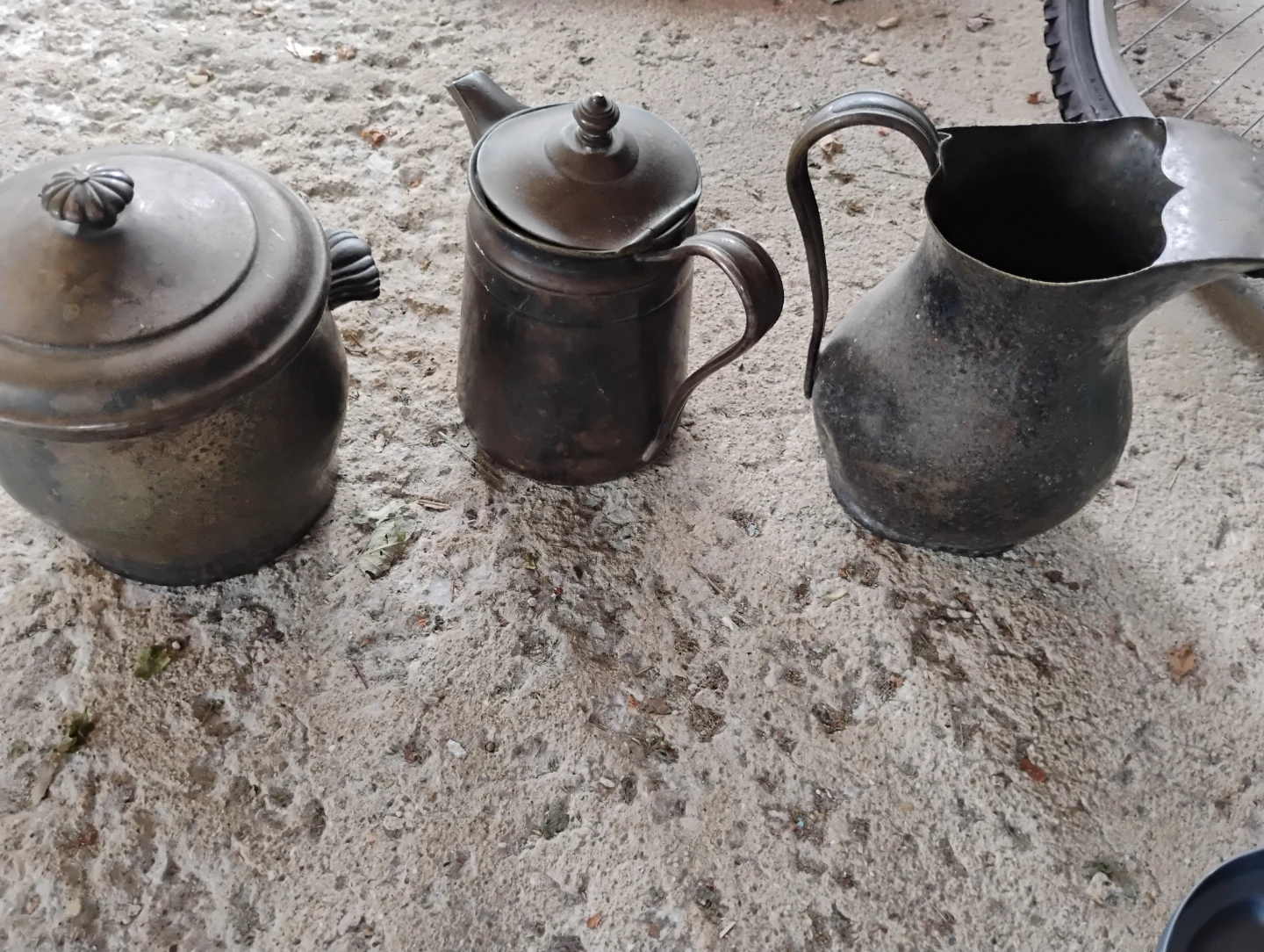 Vintage Metal Pitcher and Pot Set