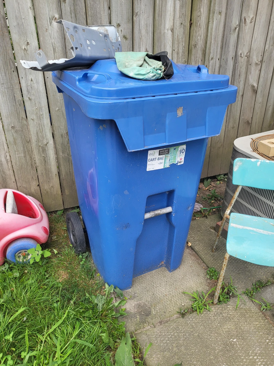 Blue Wheeled Garbage Bin
