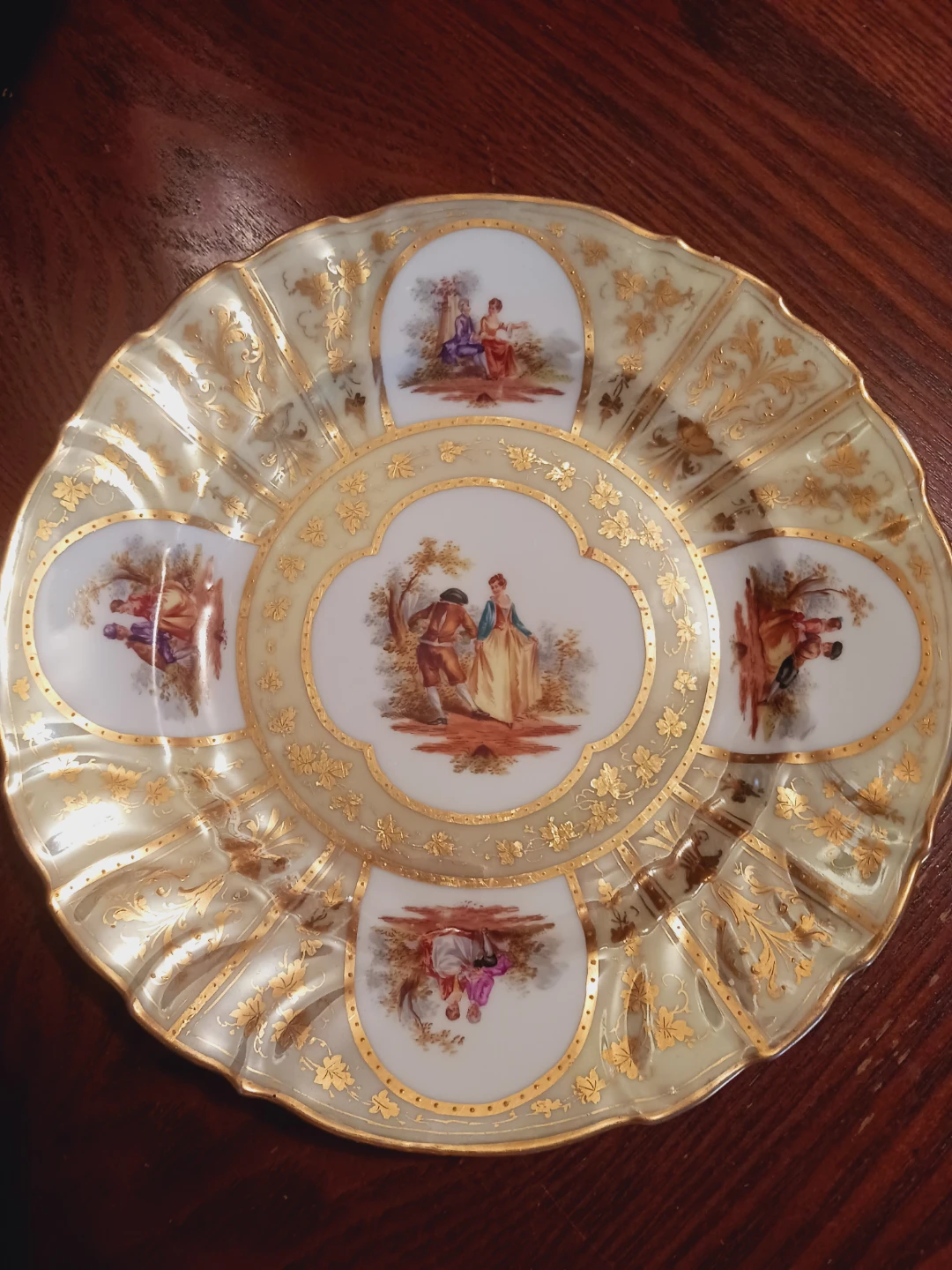 22K Gold Dresden German Fine Porcelain Plate - photo 3