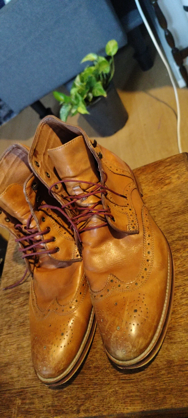 Men's Brown Leather Wingtip Boots - photo 2