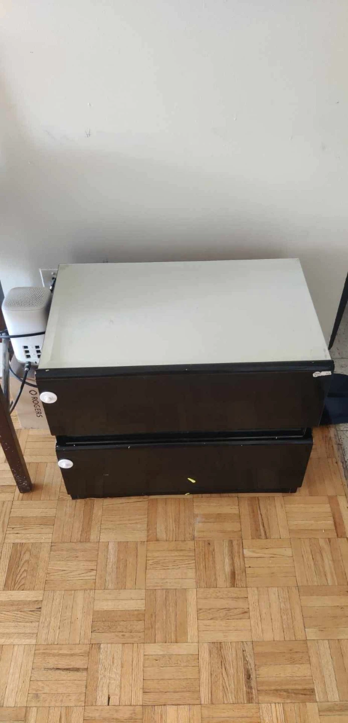 IKEA Wooden 2-Drawer Side Table / Nightstand with Glass Top - photo 2
