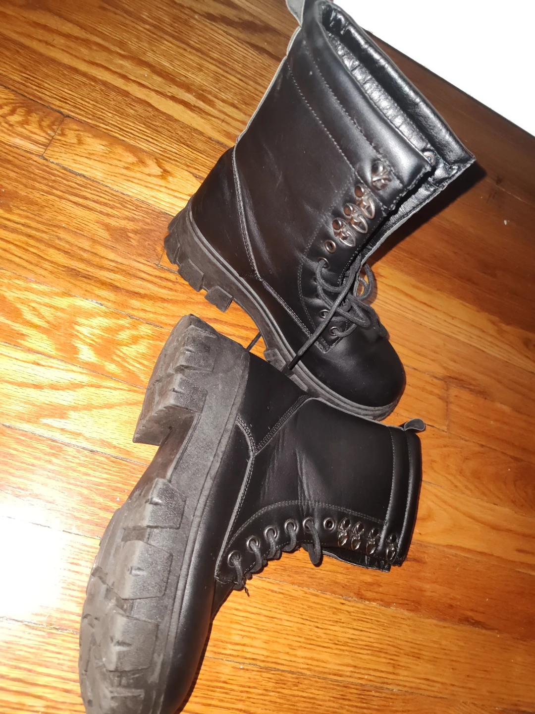 Black Lace-Up Combat Boots