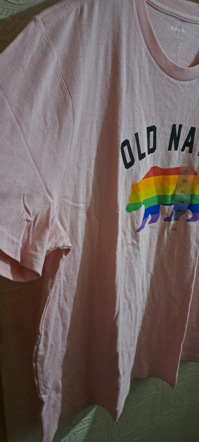 Old Navy Pink Rainbow Bear T-Shirt XL, 100% Cotton. Unisex. - photo 3