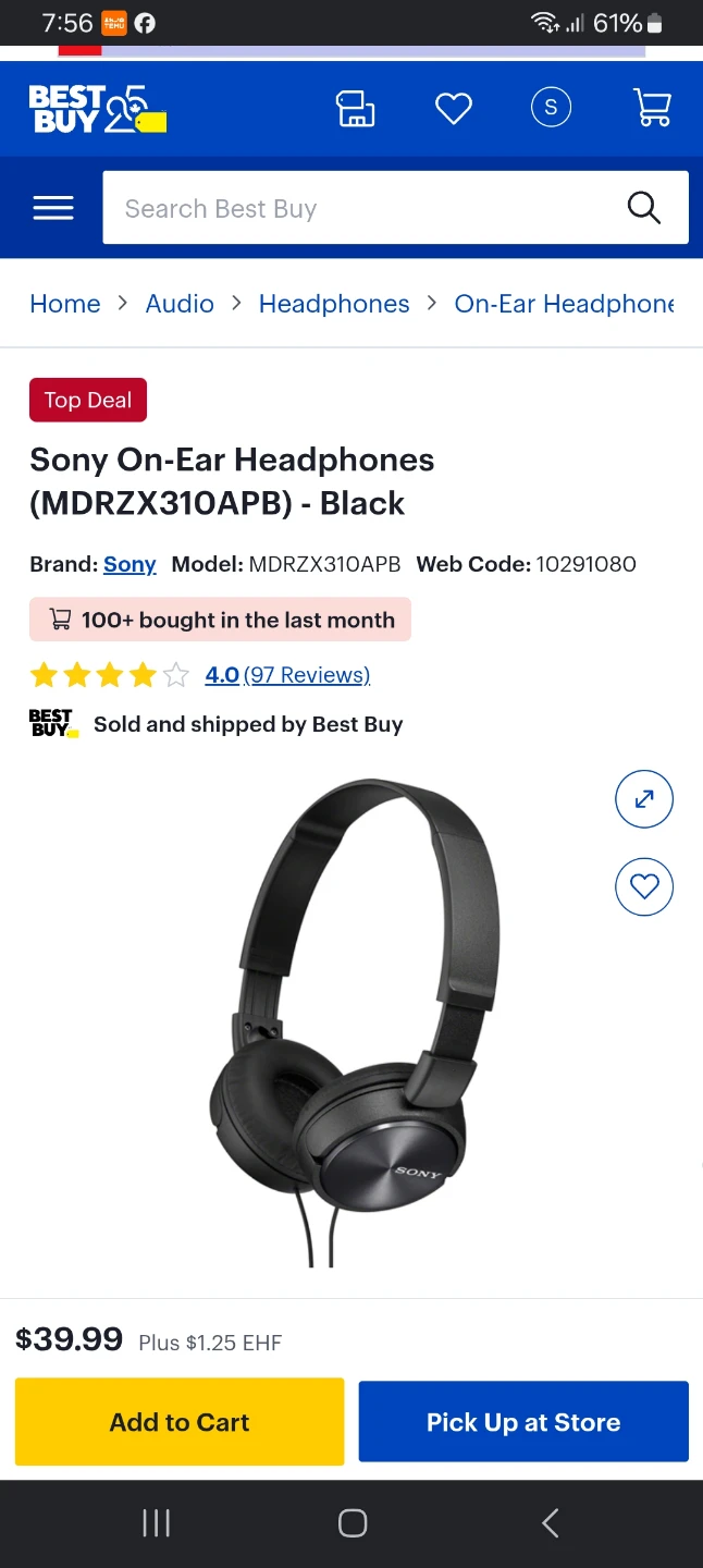 Sony On-Ear Headphones (MDRZX310APB) - Black - photo 3