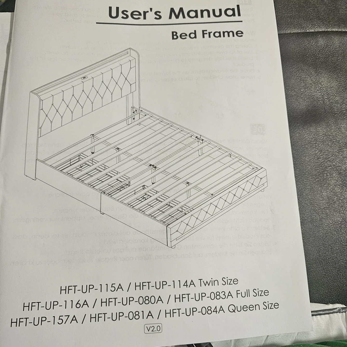 Queen Size Upholstered Bed Frame with LED