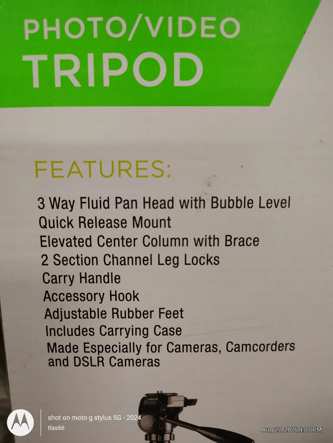 Vivitar Photo/Video Tripod - 72 Inch Height - photo 5