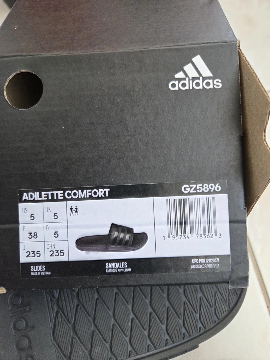 Adidas Adilette Comfort Slides - Black - Size 5 UK - photo 3