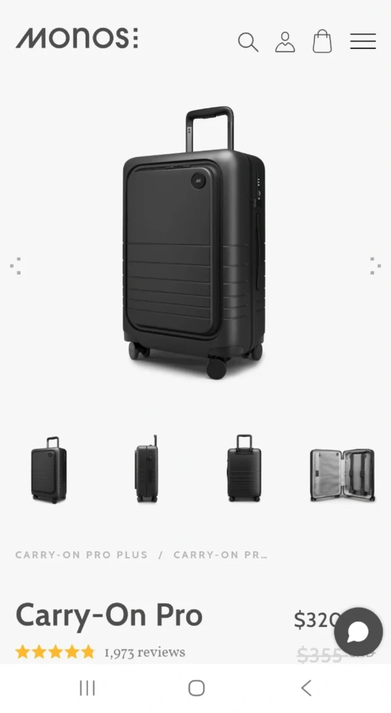 Brand New Monos Carry-On Pro Luggage - Black - photo 2